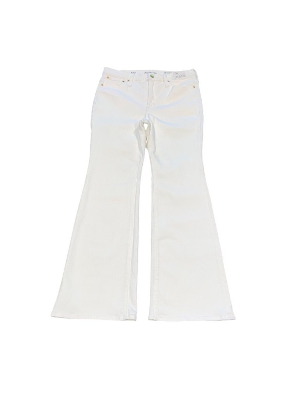 NWT Flawed J.Crew Petite Bootcut Jean 30P White Stretch High Rise Slim Flared
